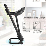 Compact Easy Folding Treadmill Motorized Running Jogging Machine with Audio Speakers and Incline Adjuster