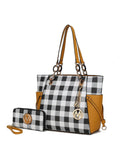 Yale Checkered Tote Bag with Wallet