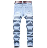 Mens Jeans Ribbed Stretch Straight Fit Denim Pant