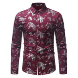 Mens Hipster Floral Dress Shirts Long Sleeve Slim Fit Button Down Shirts