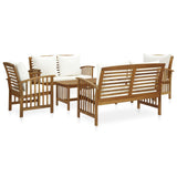 5 Piece Patio Lounge Set with Cushions Solid Acacia Wood