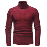 Mens Turtleneck Sweater Ribbed Slim Fit Knitted Pullover Turtleneck Sweater