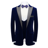 Mens Velvet Peak Lapel Banquet Party Suit Jacket