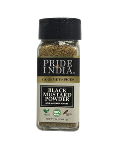 Pride of India – Black Mustard Seed Ground – Perfect Ingredient in Spice Blends – Spice up Pickles/Curries/Stews – Additives Free/Gourmet Spice – Easy to Use – 2.6 oz. Small Dual Sifter Bottle