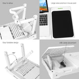 Foldable Laptop Table Bed Notebook Desk with Cooling Fan Mouse Board LED light 4 xUSB Ports Breakfast Snacking Tray