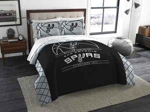 Spurs OFFICIAL National Basketball Association; Bedding; "Reverse Slam" Full/Queen Printed Comforter (86"x 86") & 2 Shams (24"x 30") Set by The Northwest Company