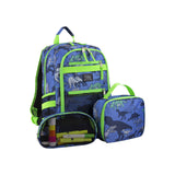 Eastsport Unisex 3-Piece Combo Backpack with Lunch Box and Pouch, Blue Dino Print