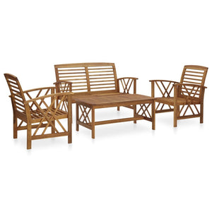 4 Piece Patio Lounge Set Solid Acacia Wood