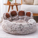 Dog Bed Cat Pet Sofa Cute Bear Paw Shape Comfortable Cozy Pet Sleeping Beds For Small, Medium, And Large Dogs And Cats, Soft Fluffy Faux Fur Cat Cushion