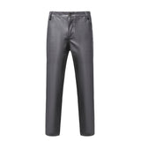 Mens Leather Pants Night Club Metallic Pants/Straight Leg Trousers