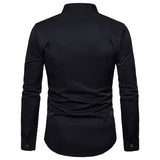 Mens Casual Shirts Slim Fit Long Sleeve Button Down Dress Shirts Tops with Embroidery