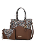 Iris Snake Embossed Vegan Leather Women Tote Bag with matching Wristlet Pouch