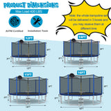 12 Feet Outdoor Recreational Trampoline with Enclosure Net