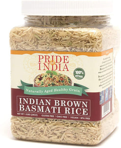 Pride Of India - Extra Long Brown Basmati Rice - Naturally Aged Healthy Grain