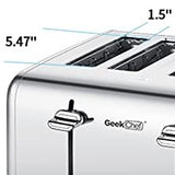 Toaster 4 Slice, Stainless Steel Extra-Wide Slot Toaster with Dual Control Panels of Bagel/Defrost/Cancel Function, 6 Toasting Bread Shade Settings, Removable Crumb Trays, Auto Pop-Up