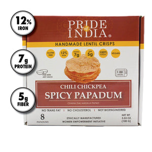 Pride Of India - Spicy Chickpea Masala Papadum Lentil Crisp, 10 count (3.53oz - 100gm)