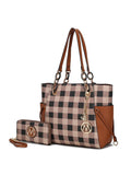 Yale Checkered Tote Bag with Wallet