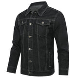 Mens Lapel Classic Denim Jacket Button Down Solid Outwear