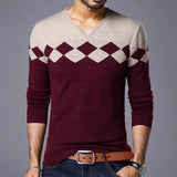 Stylish V-Neck Loose Spliced Knitted Color Korean Sweater