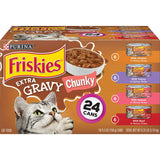 Purina Friskies Extra Gravy Chunky Wet Cat Food Variety Pack, 5.5 oz Cans (24 Pack)