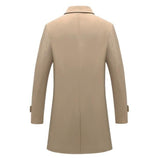 Mens Trench Coat Notched Lapel Casual Slim Fit Jacket