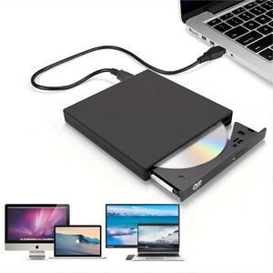 External CD DVD Drive; USB 2.0 Slim Protable External CD-RW Drive DVD-RW Burner Writer Player For Laptop Notebook PC Desktop Computer