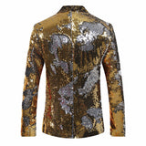 Mens Sport Coat Slim Fit Notched Lapel Sequins Dance Party Blazer Jacket