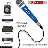 5 CORE 2 Pack Handheld Microphone Unidirectional Vocal Dynamic Cardioid Mic with Detachable 10ft XLR Cable, Clip, Mesh Grille & ON/Off Switch Suited for Speakers, Amp, Karaoke Singing Get in Pair