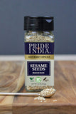 Pride of India – Sesame Seed Whole – Unhulled & Fresh – Keto-Friendly/Gluten-Free – Rich in Dietary Fiber - Ideal Seasoning for Salads/Sweets/Desserts – Easy to Use – 2.5 oz. Small Dual Sifter Bottle