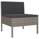 10 Piece Patio Lounge Set with Cushions Poly Rattan Gray