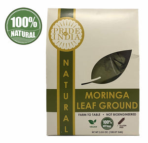 Pride Of India - Premium Grade Pure & Raw Sun-dried Moringa Leaf Ground, (3.53oz - 100gm) - Energy Boost, Immunity Support, Fat burn, Multivitamin, Superfood - Amazing value for money