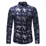 Mens Hipster Floral Dress Shirts Long Sleeve Slim Fit Button Down Shirts