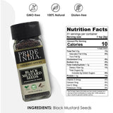 Pride of India – Black Mustard Seed – Gourmet & Vegan Indian Spice – Pungent/Spicy Flavor – Dry Seasoning - Gluten & GMO Free – Easy to Use – 3oz. Small Dual Sifter Bottle