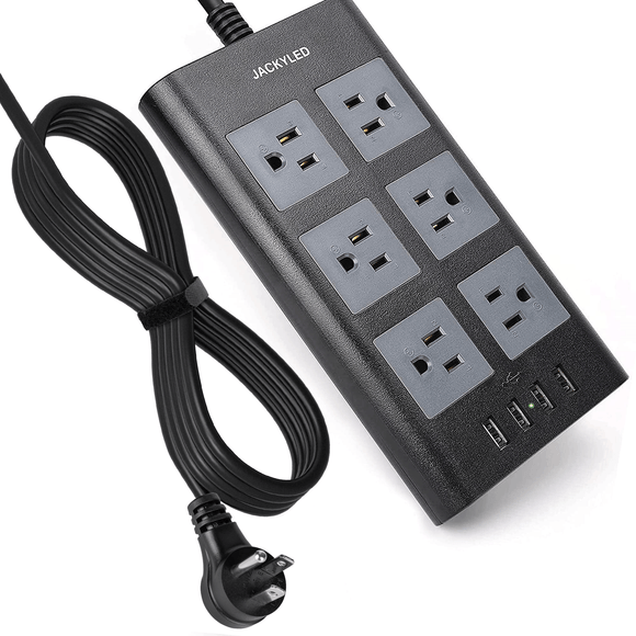 SUPERDANNY 7 Outlet 3 USB Power Strip 15A 10Ft Long Cord---MDL: J-P-0065-W6A4U