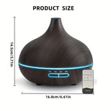 1pc 19.36oz/550ML Electric Aroma Diffuser; Essential Oil Diffuser; Air Humidifier; Ultrasonic Remote Control Color LED Lamp Mist Maker