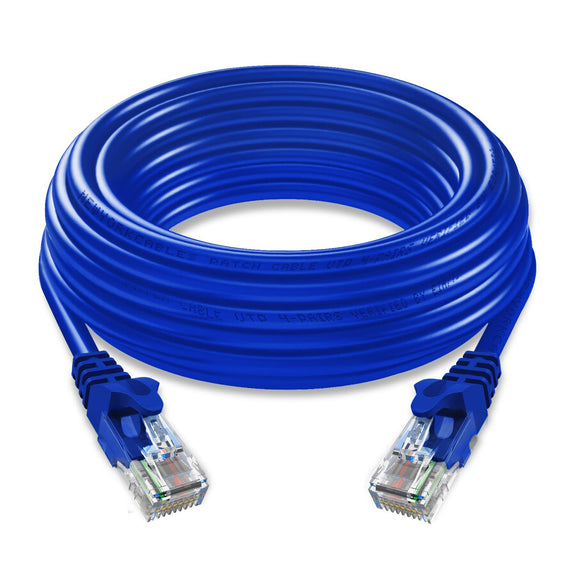 5 CORE Cat 6 Ethernet Cable 30FT - High Speed Internet LAN Patch Network Cord Gold Plated RJ45 Connector Weatherproof, Supports Cat5e / Cat5 - ET 30FT BLU