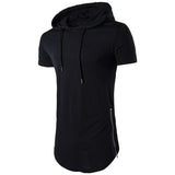 Mens Hipster Hip Hop Long Drop Tail Hoodie Side Zipper T Shirt Longline Pullover Shirts