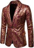 Mens Paisley Tuxedo Jackets Slim Fit Blazers Jacket One Button Stylish Wedding Party Dress Suit