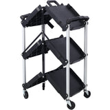 3 Layers Folding Collapsible Service Cart Pack-N-Roll Folding Collapsible Service Cart, Black, 50 Lb. Load Capacity per Shelf