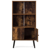 2-Tier Retro Bookcase Bookshelf with 3 Compartment