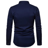 Mens Casual Shirts Slim Fit Long Sleeve Button Down Dress Shirts Tops with Embroidery