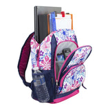 Eastsport Unisex Triple Pocket Backpack, Blue Pink Floral