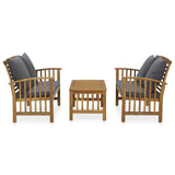 3 Piece Patio Lounge Set with Cushions Solid Acacia Wood