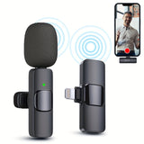 Wireless Lavalier Lapel Microphone For IPhone IPad Professional Wireless Clip Mic - Cordless Omnidirectional Condenser Recording Mic For Interview Video Podcast Vlog YouTube