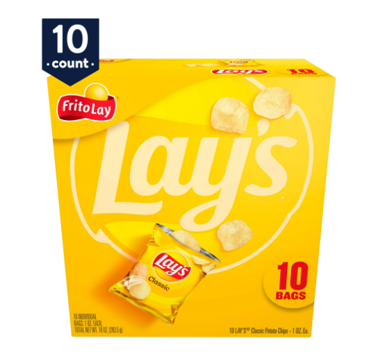 Lay's Potato Chips Classic 1 oz;  10 Count