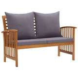 3 Piece Patio Lounge Set with Cushions Solid Acacia Wood