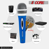 5 CORE 2 Pack Handheld Microphone Unidirectional Vocal Dynamic Cardioid Mic with Detachable 10ft XLR Cable, Clip, Mesh Grille & ON/Off Switch Suited for Speakers, Amp, Karaoke Singing Get in Pair