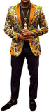 Mens African Suit Jacket Print Blazer Slim Fit Sport Coat 1 Button Fashion Tuxedo for Party; Banquet; Festival Celebration