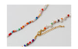 Freshwater Pearl Necklace Women's Hundred Candy Color Bohemian Beaded Asymmetric Niche Design Collarbone Chain