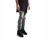 Mens Jeans Distressed Ripped Biker Slim Fit Jeans Moto Retro Denim Pants